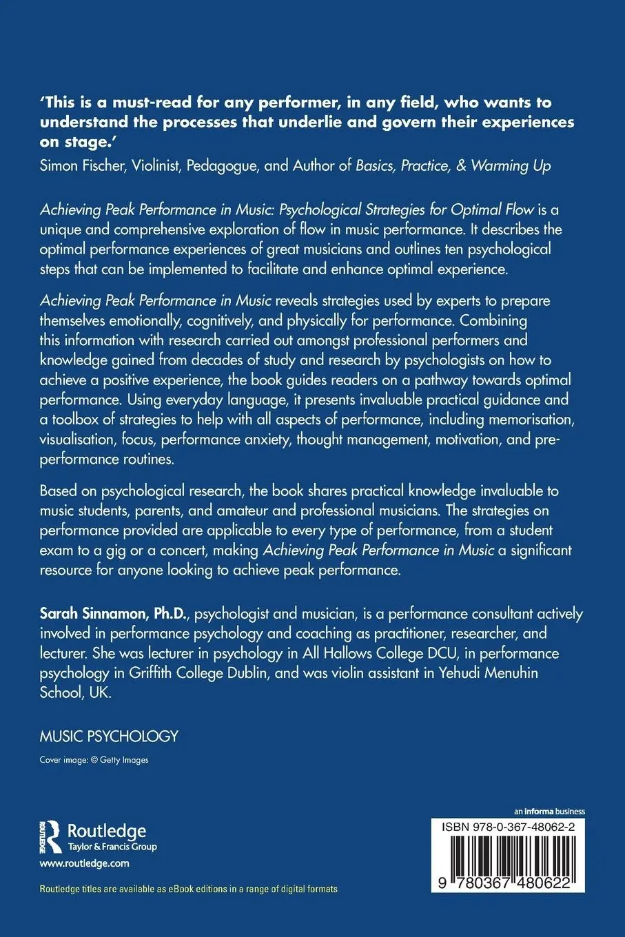 Rückseite: 9780367480622 | Achieving Peak Performance in Music | Sarah Sinnamon | Taschenbuch