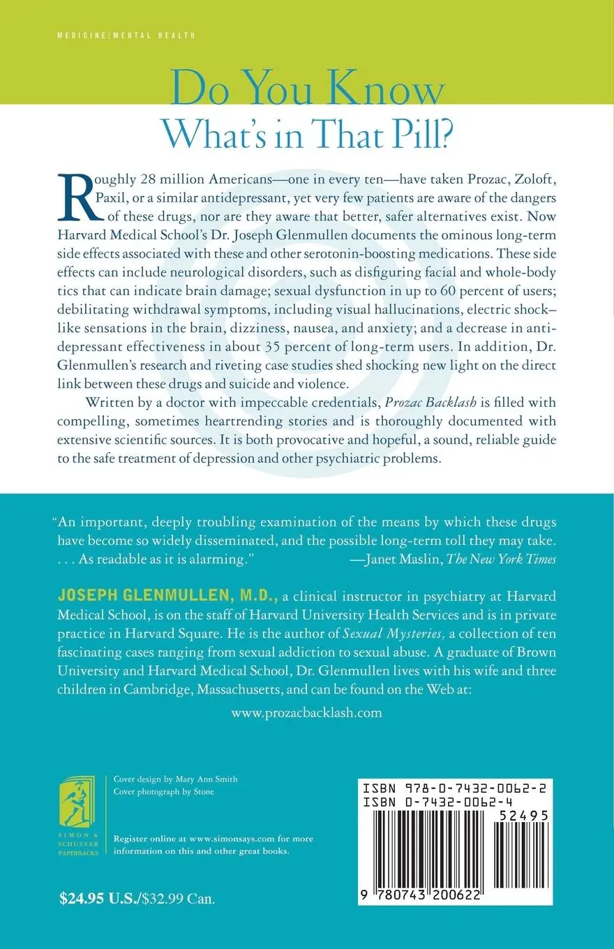Rückseite: 9780743200622 | Prozac Backlash | Joseph Glenmullen | Taschenbuch | Englisch | 2001