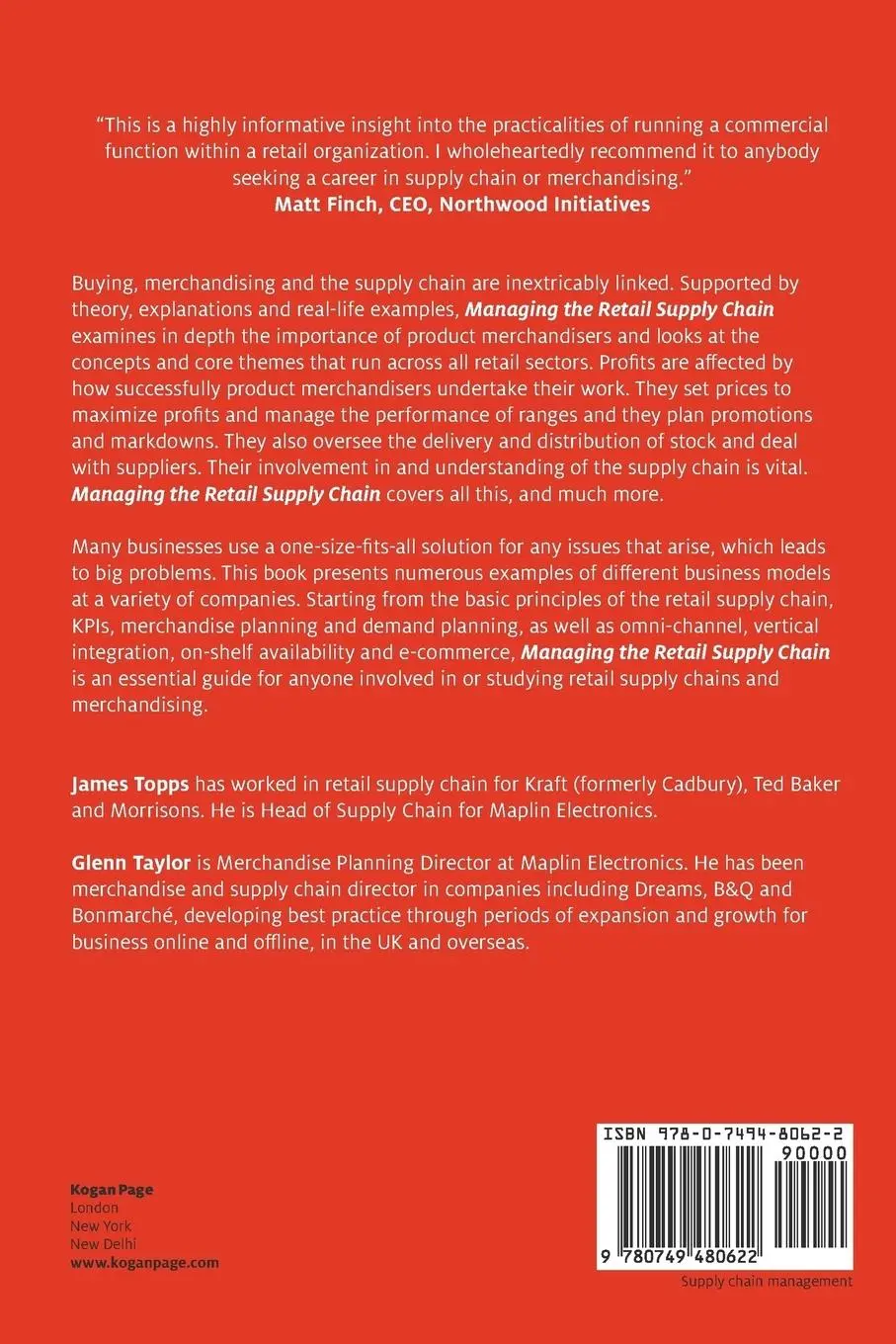 Rückseite: 9780749480622 | Managing the Retail Supply Chain | James Topps (u. a.) | Taschenbuch