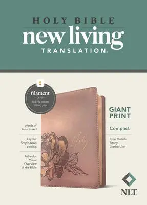 Cover: 9781496460622 | NLT Compact Giant Print Bible, Filament Enabled (Leatherlike, Rose...