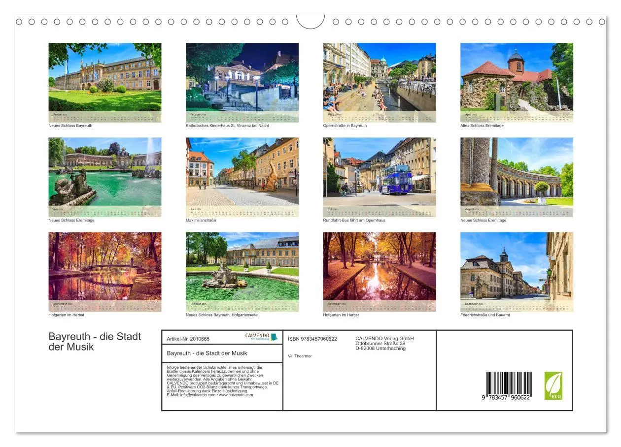 Bild: 9783457960622 | Bayreuth - die Stadt der Musik (Wandkalender 2026 DIN A3 quer),...