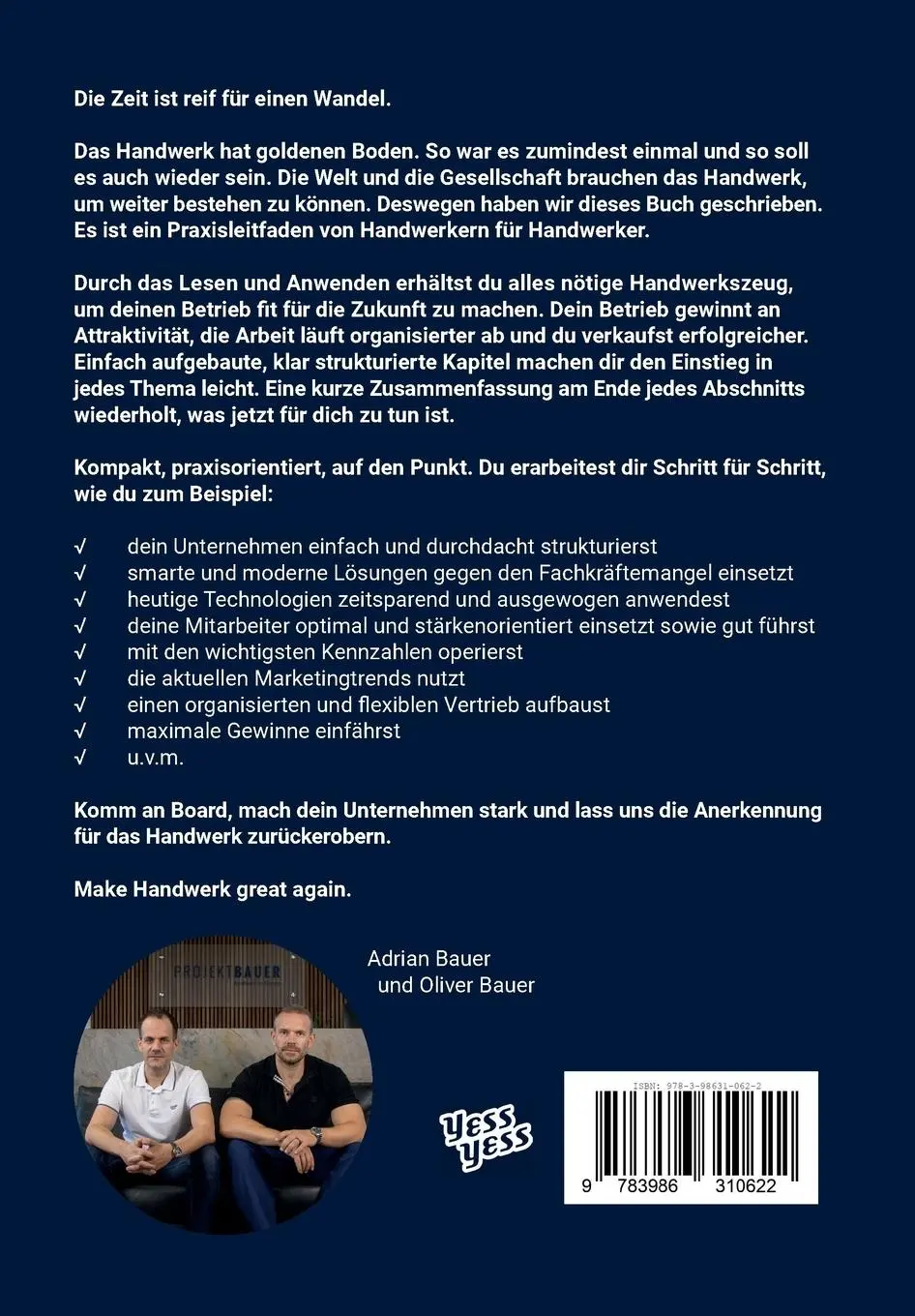 Rückseite: 9783986310622 | Handwerk Macht Zukunft | Adrian Bauer (u. a.) | Taschenbuch | 176 S.