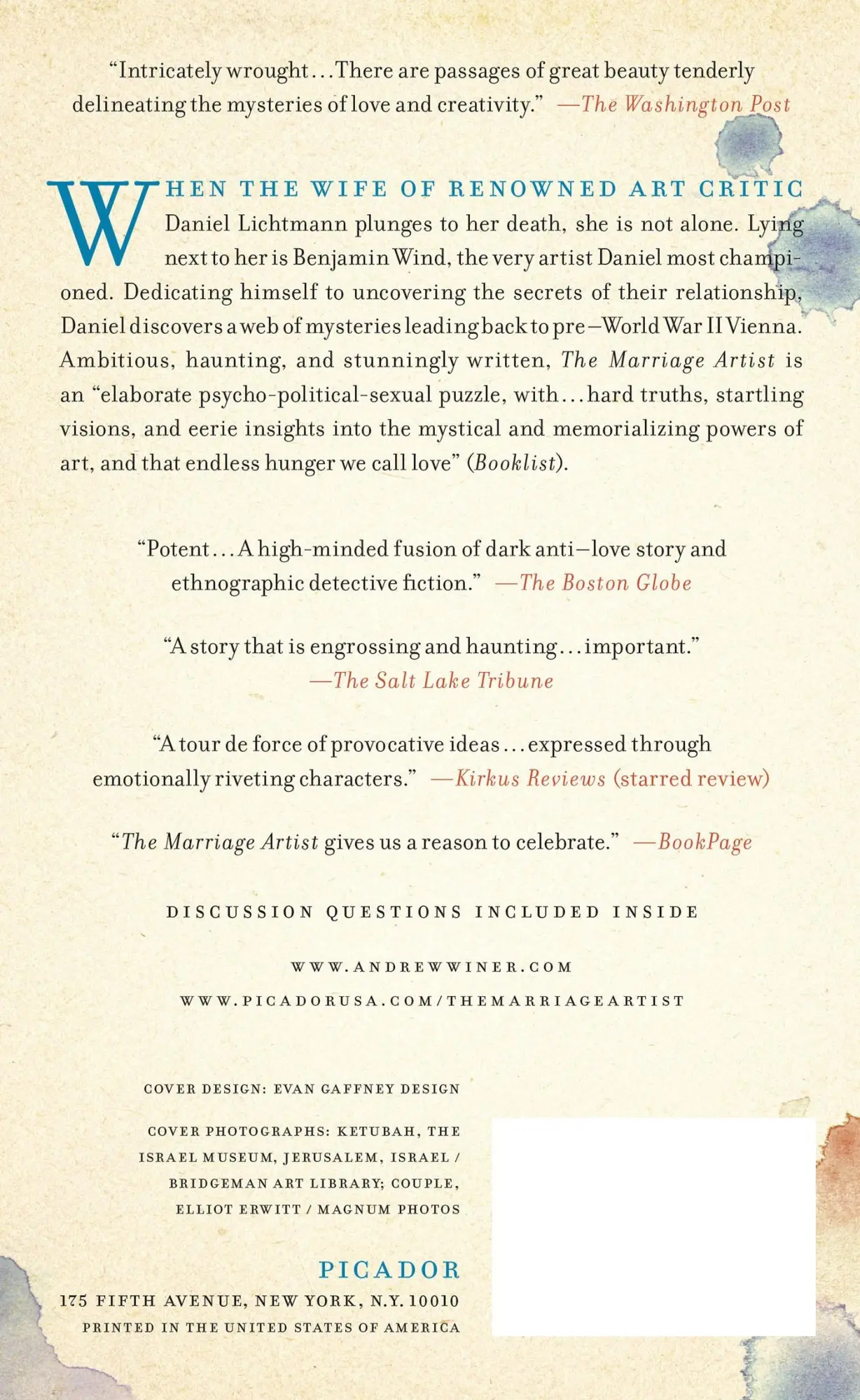 Rückseite: 9780312610722 | The Marriage Artist | Andrew Winer | Taschenbuch | Englisch | 2011