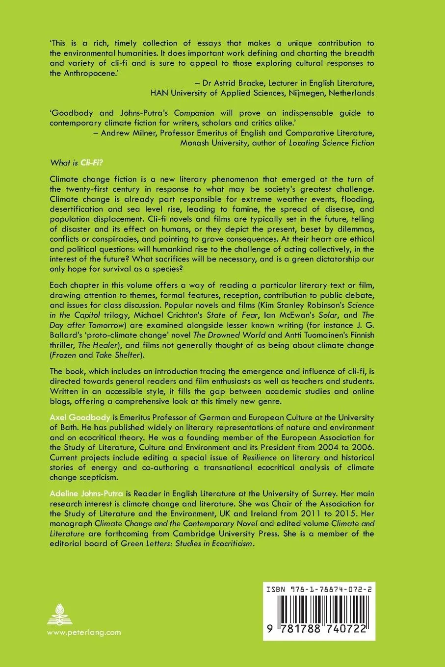 Rückseite: 9781788740722 | Cli-Fi | A Companion | Adeline Johns-Putra (u. a.) | Taschenbuch
