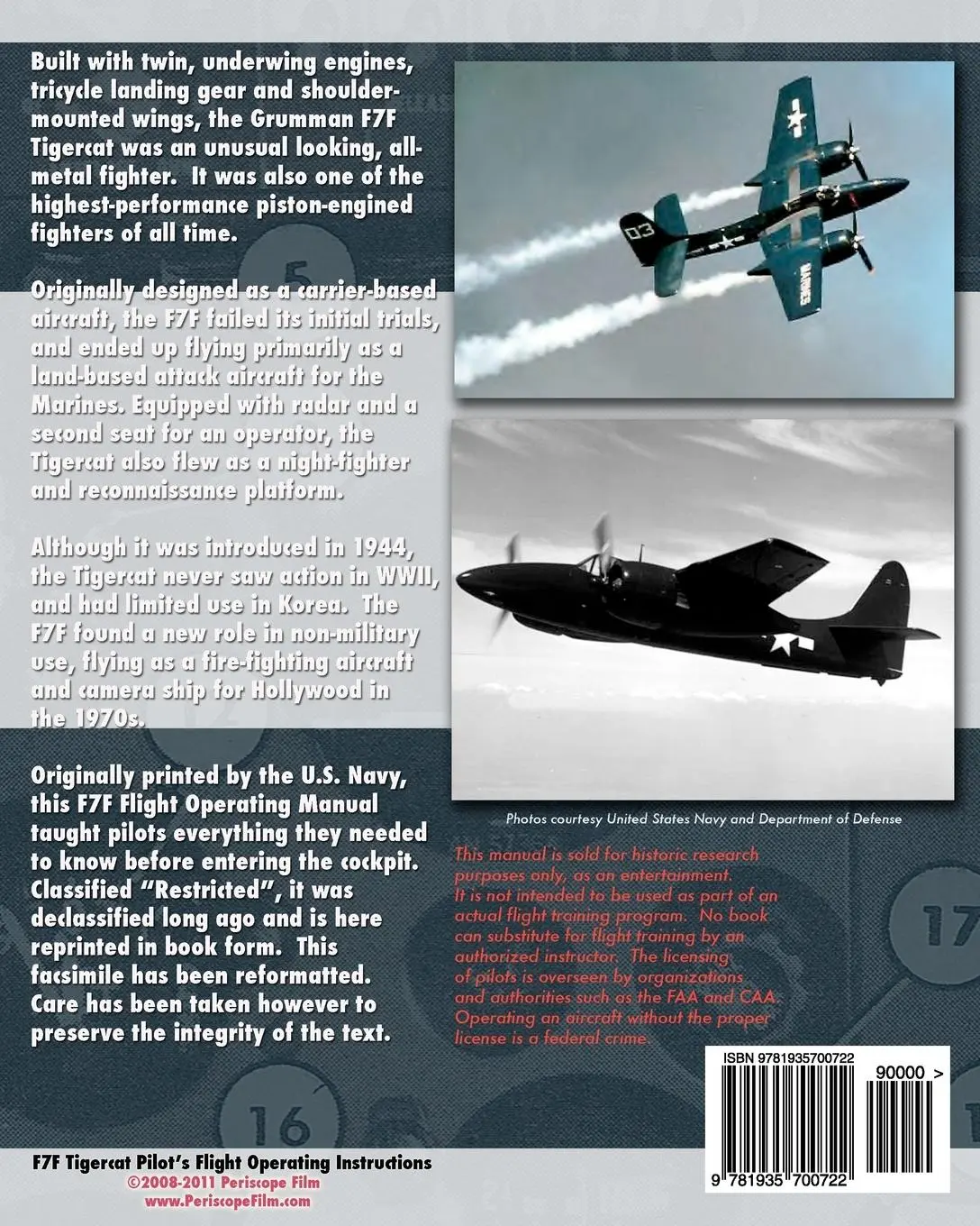Rückseite: 9781935700722 | F7F Tigercat Pilot's Flight Operating Instructions | U. S. Navy | Buch