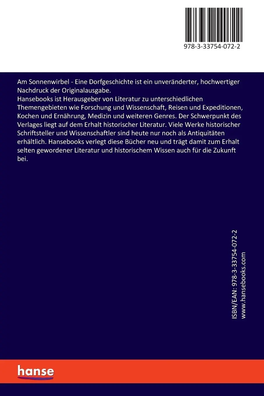 Rückseite: 9783337540722 | Am Sonnenwirbel | Eine Dorfgeschichte | Max Geißler | Taschenbuch