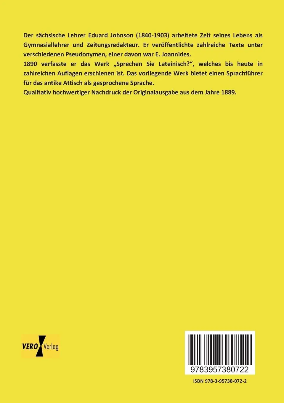 Rückseite: 9783957380722 | Sprechen Sie Attisch? | Eduard Johnson | Taschenbuch | Paperback
