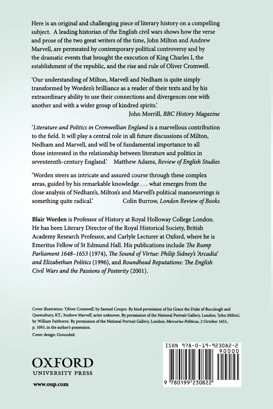 Rückseite: 9780199230822 | Literature and Politics in Cromwellian England | Blair Worden | Buch