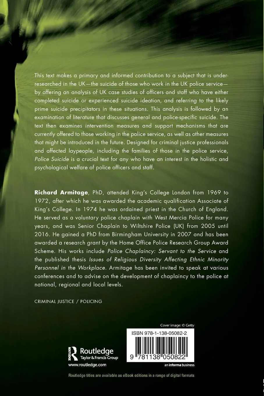 Rückseite: 9781138050822 | Police Suicide | Risk Factors and Intervention Measures | Armitage