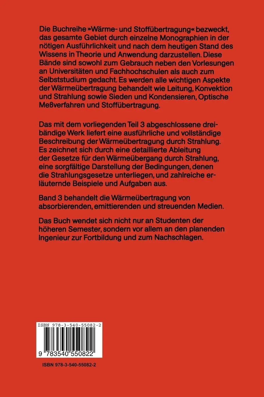 Rückseite: 9783540550822 | Wärmeübertragung durch Strahlung | Robert Siegel (u. a.) | Taschenbuch