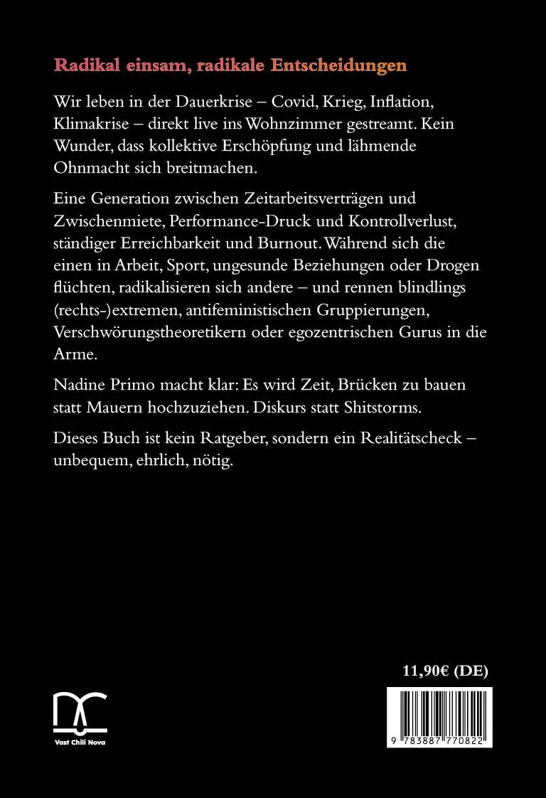 Rückseite: 9783887770822 | Radikal Einsam. | Eine Gesellschaft in der Dauerkrise | Nadine Primo