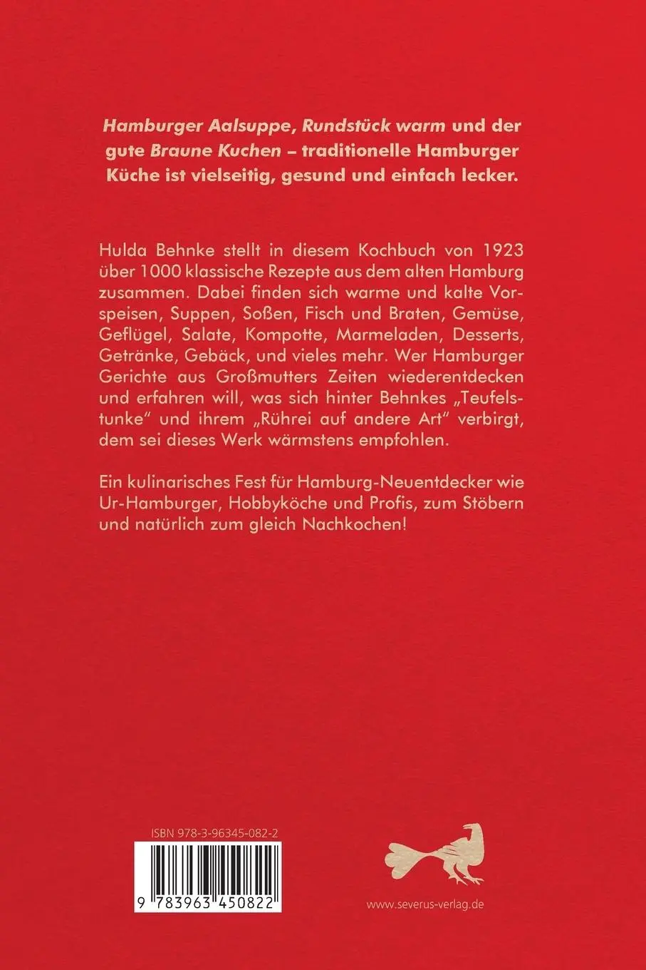 Rückseite: 9783963450822 | Hamburger Küche: Geprüft und bewährt | Hulda Behnke | Taschenbuch