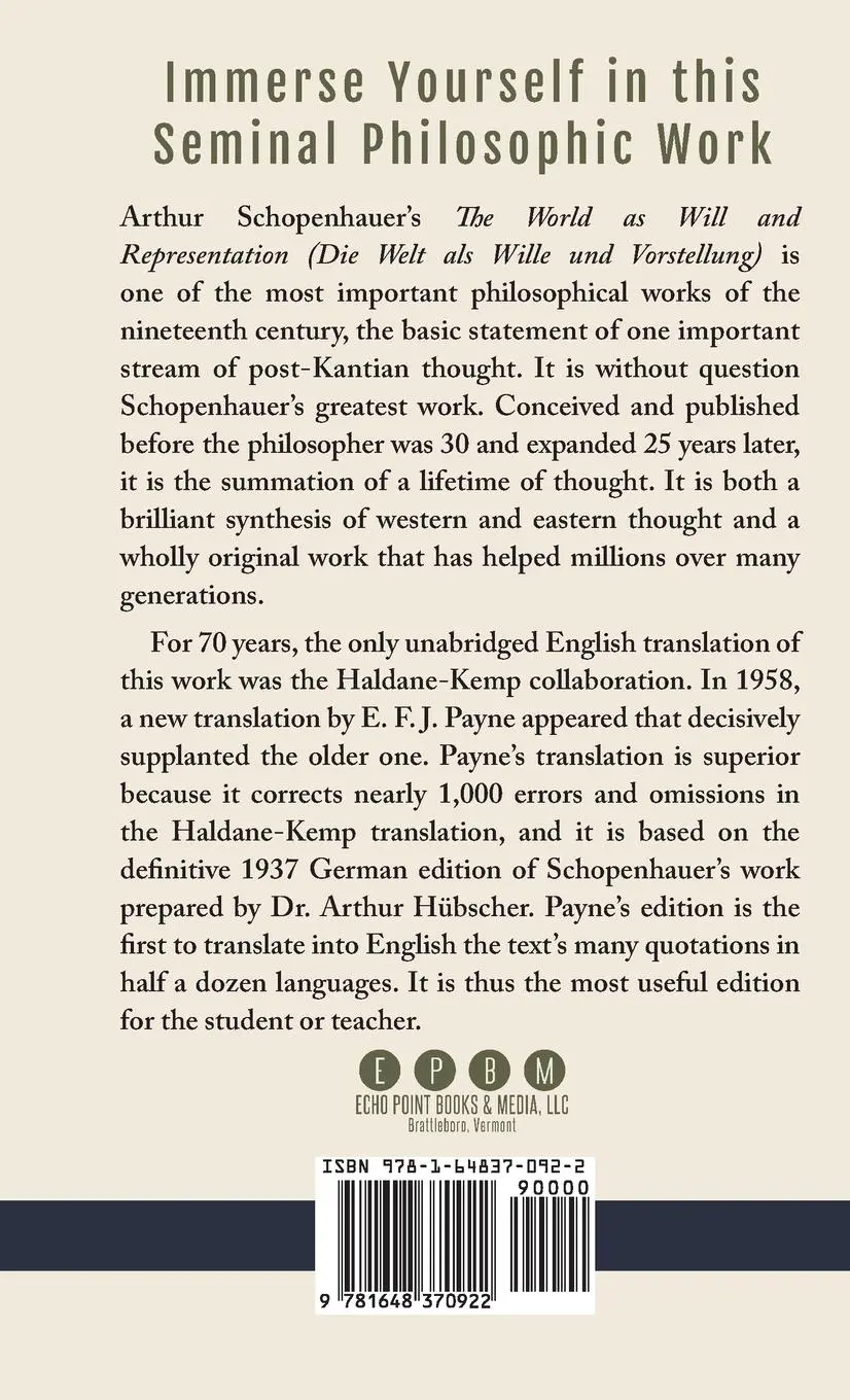 Rückseite: 9781648370922 | The World as Will and Representation, Vol. 1 | Arthur Schopenhauer