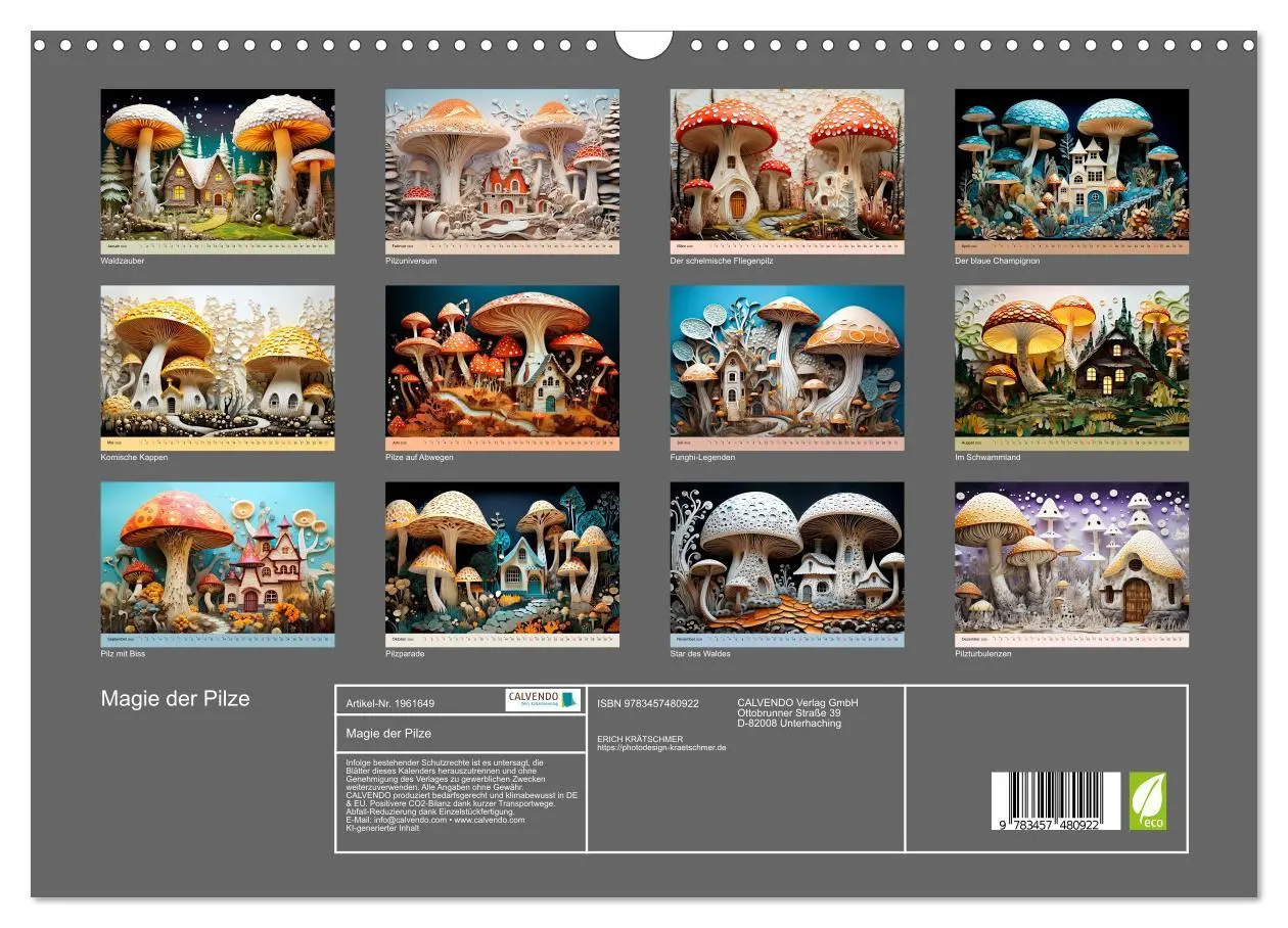 Bild: 9783457480922 | Magie der Pilze (Wandkalender 2026 DIN A3 quer), CALVENDO...