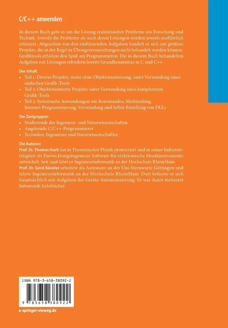 Rückseite: 9783658380922 | C/C++ anwenden | Gerd Küveler (u. a.) | Taschenbuch | x | Deutsch