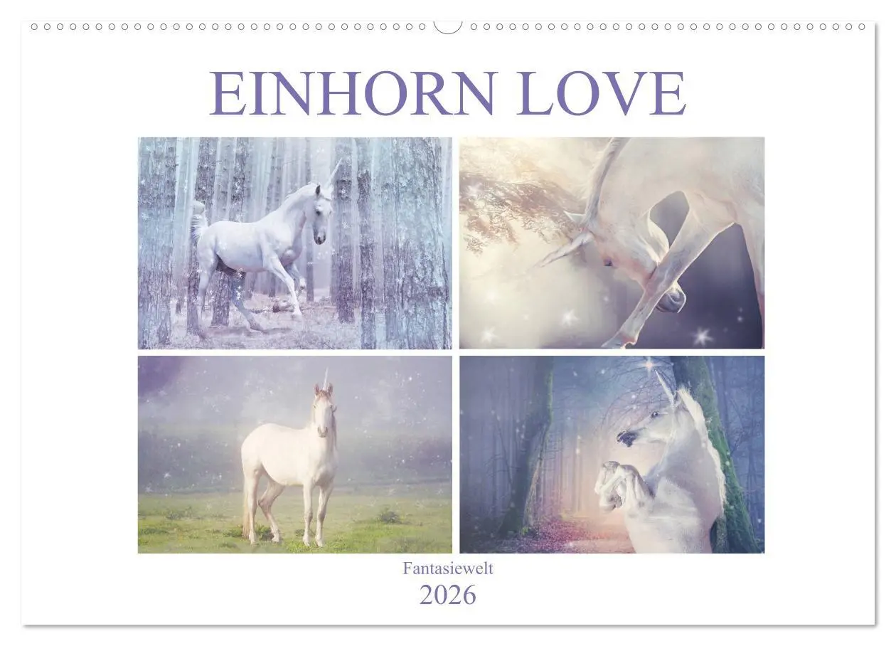 Cover: 9783457821022 | Einhorn Love - Fantasiewelt (Wandkalender 2026 DIN A2 quer),...