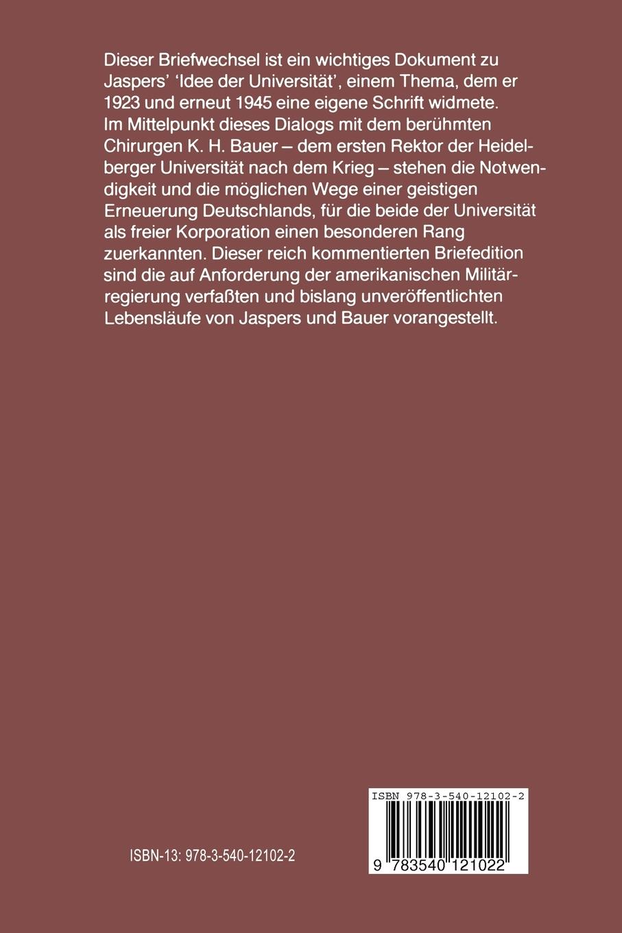 Rückseite: 9783540121022 | Briefwechsel 1945-1968 | K. Jaspers (u. a.) | Taschenbuch | x | 1983