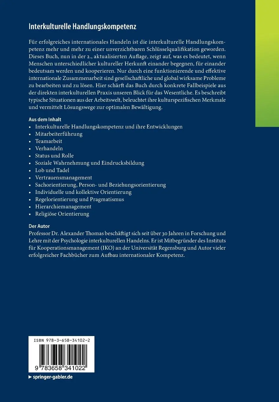 Rückseite: 9783658341022 | Interkulturelle Handlungskompetenz | Alexander Thomas | Taschenbuch