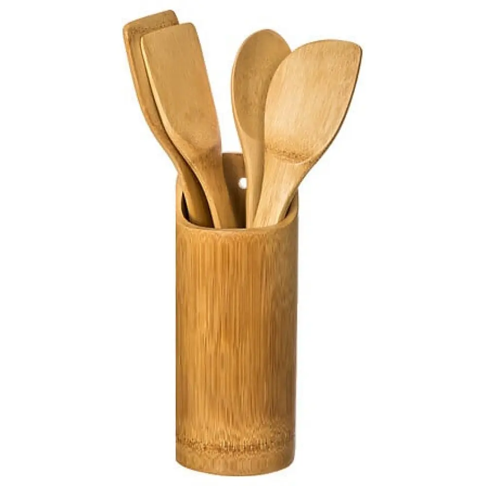 Utensil x4 + Bambus Topf, farblos