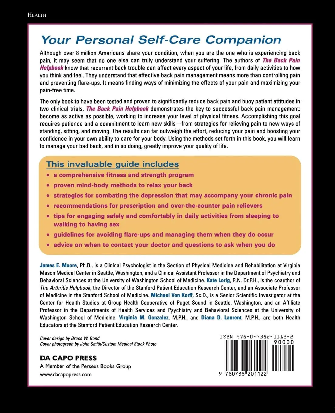 Rückseite: 9780738201122 | The Back Pain Helpbook | James Moore (u. a.) | Taschenbuch | Englisch