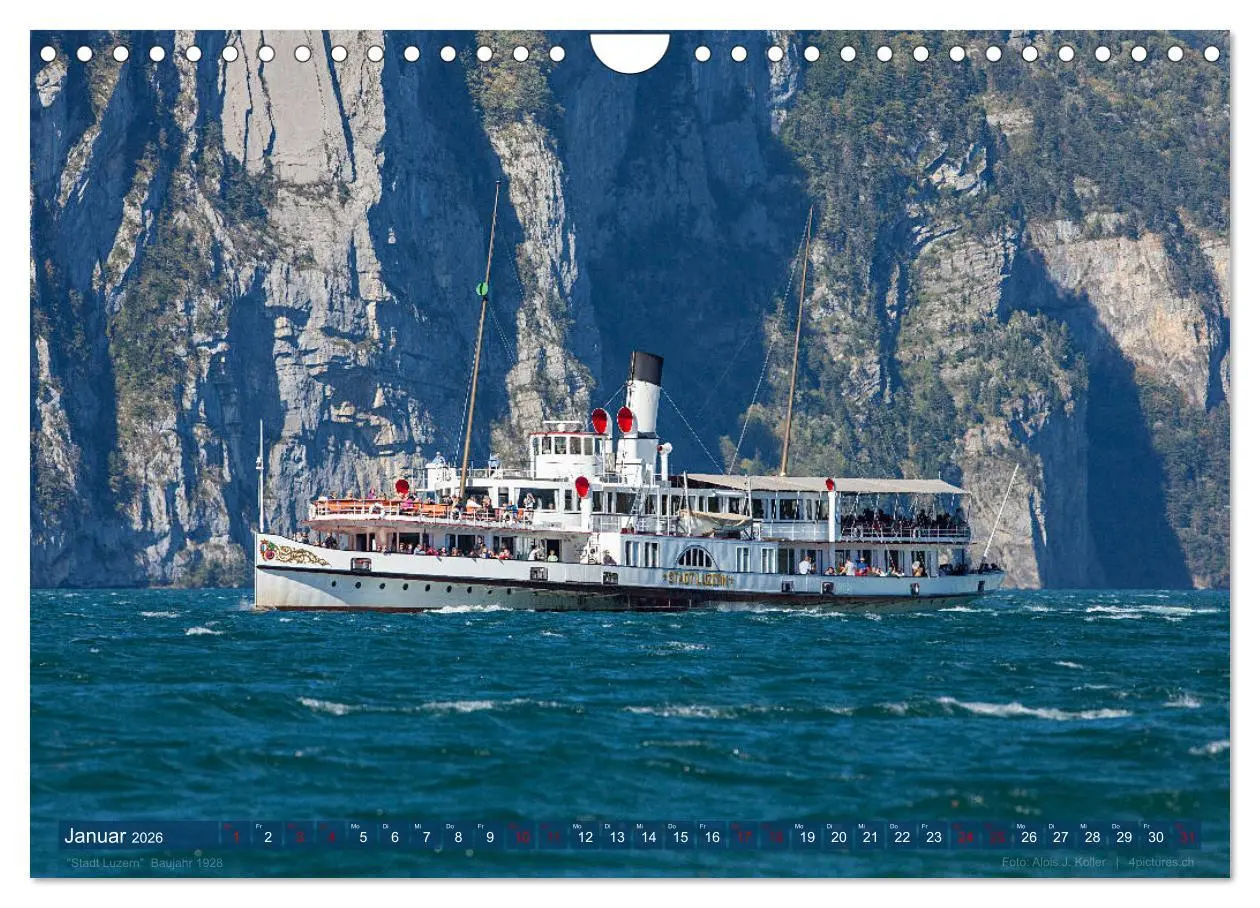 Bild: 9783457671122 | Dampfschiffe Vierwaldstättersee (Wandkalender 2026 DIN A4 quer),...