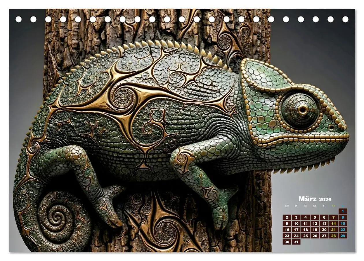 Bild: 9783516691122 | Chamäleon Artwork (Tischkalender 2026 DIN A5 quer), CALVENDO...