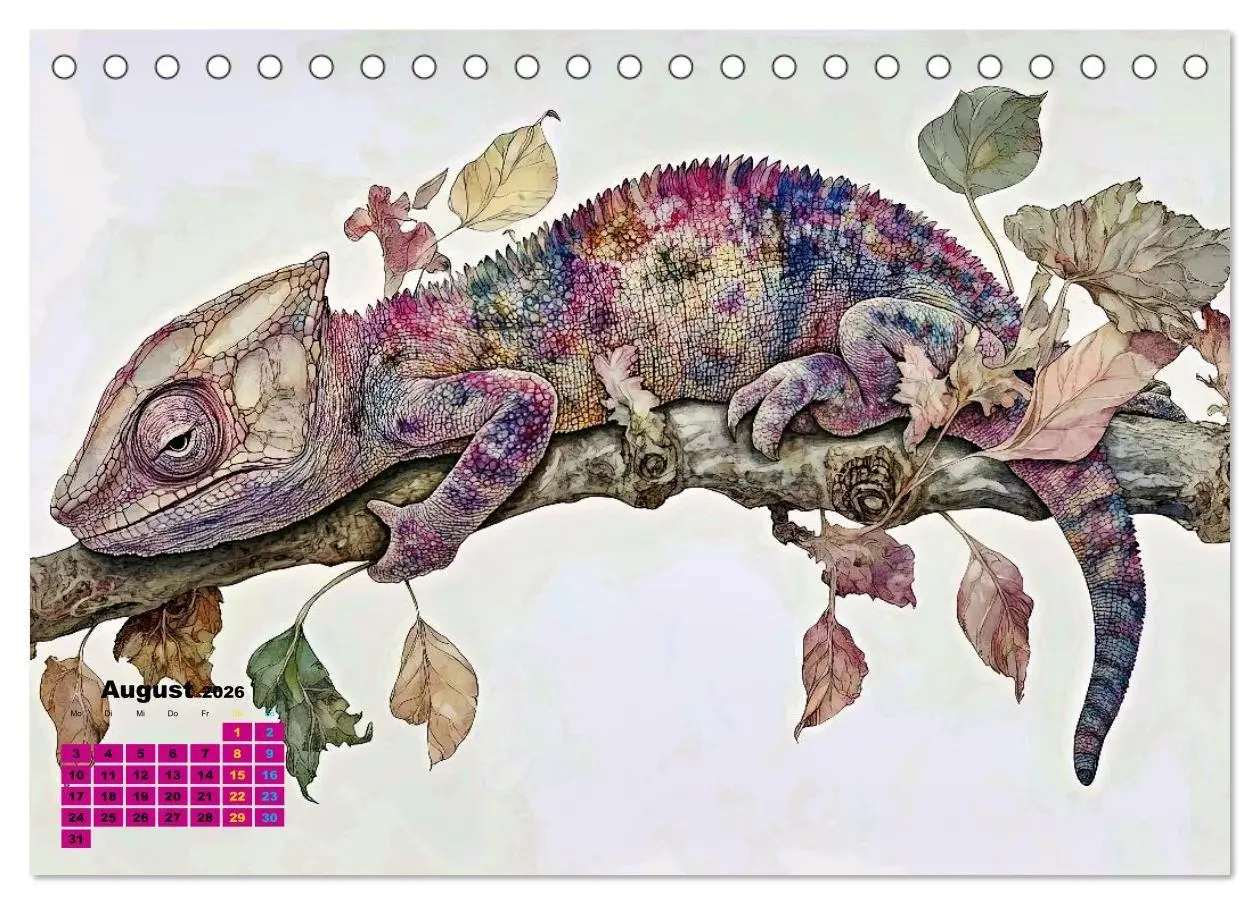 Bild: 9783516691122 | Chamäleon Artwork (Tischkalender 2026 DIN A5 quer), CALVENDO...