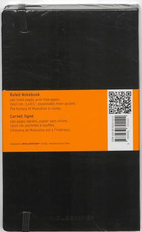 Rückseite: 9788883701122 | Moleskine. Ruled notebook | Moleskine | Notizbuch | Lesebändchen