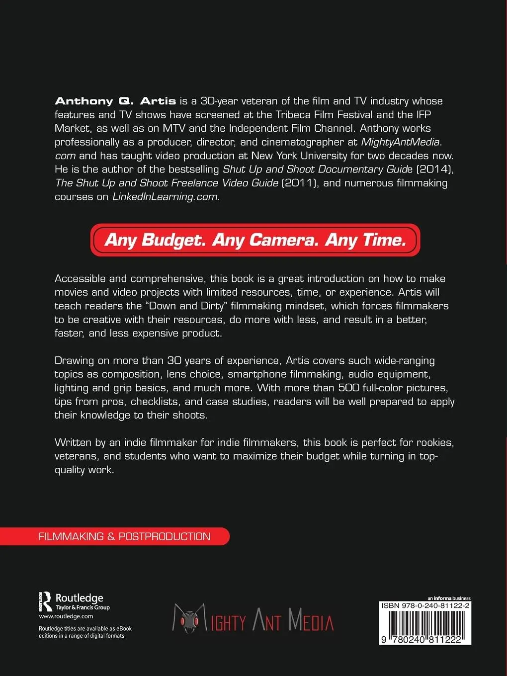 Rückseite: 9780240811222 | The Shut Up and Shoot Video Production Guide | Anthony Q. Artis | Buch