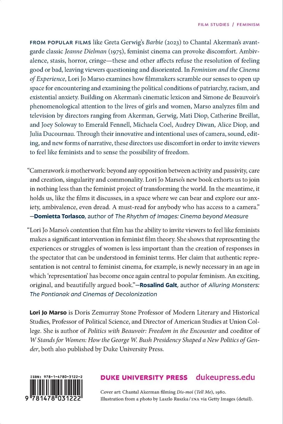 Rückseite: 9781478031222 | Feminism and the Cinema of Experience | Lori Jo Marso | Taschenbuch