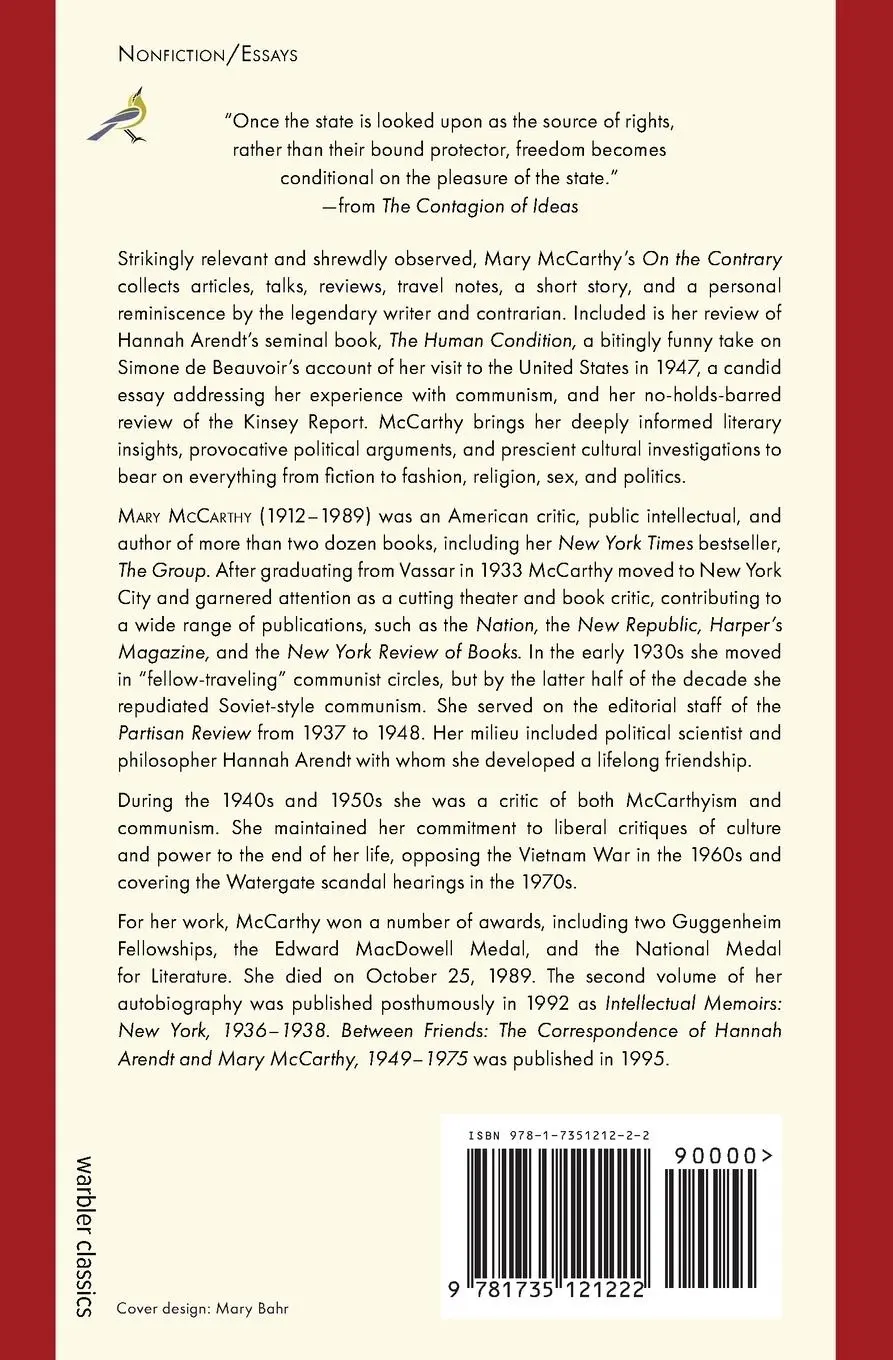 Rückseite: 9781735121222 | On the Contrary | Articles of Belief, 1946-1961 | Mary Mccarthy | Buch