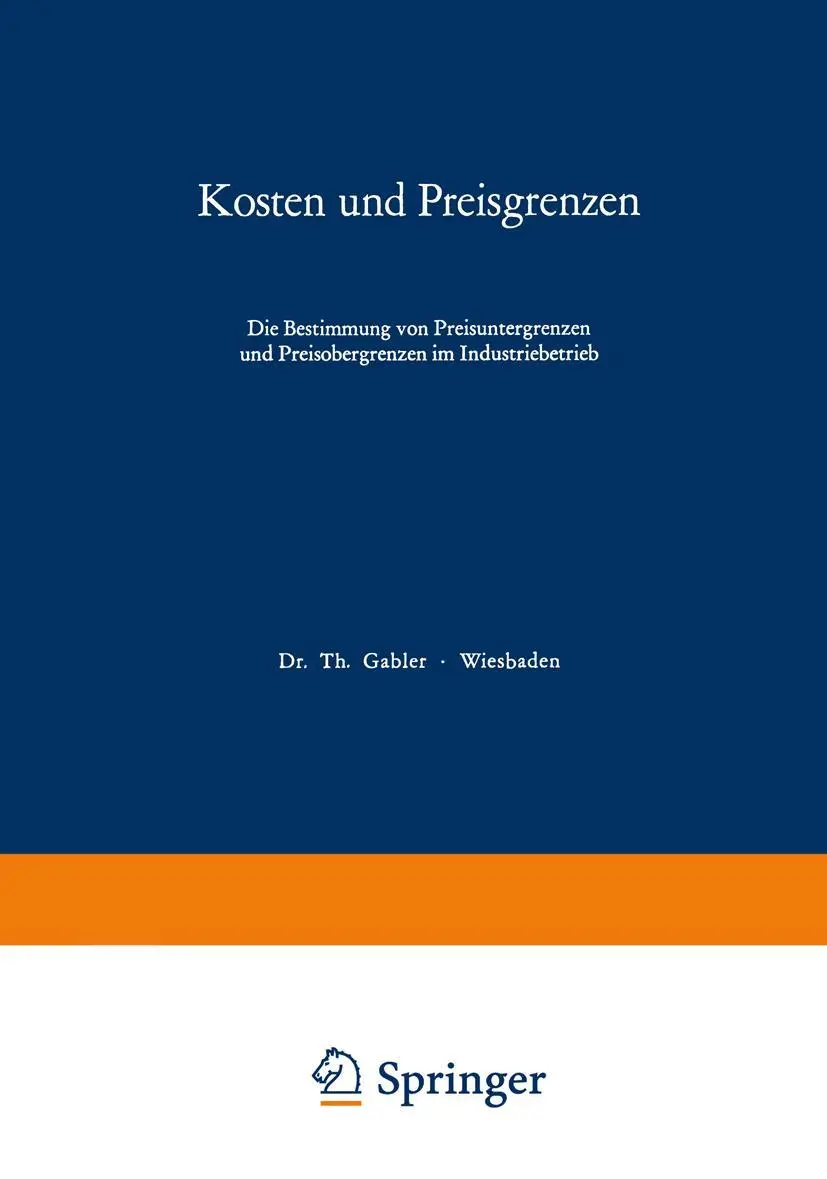 Cover: 9783409211222 | Kosten und Preisgrenzen | Thomas Reichmann | Taschenbuch | 144 S.