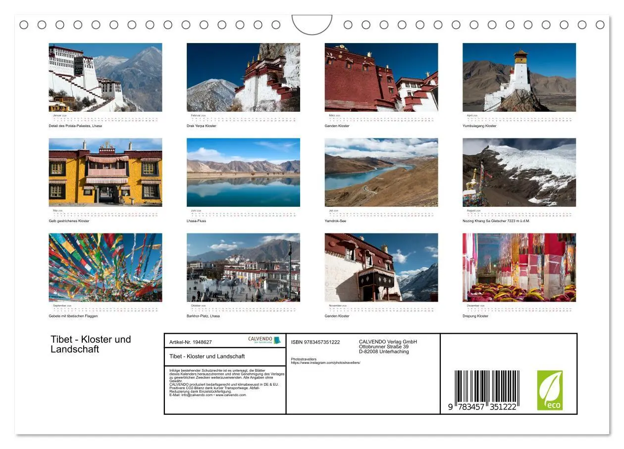 Bild: 9783457351222 | Tibet - Kloster und Landschaft (Wandkalender 2026 DIN A4 quer),...