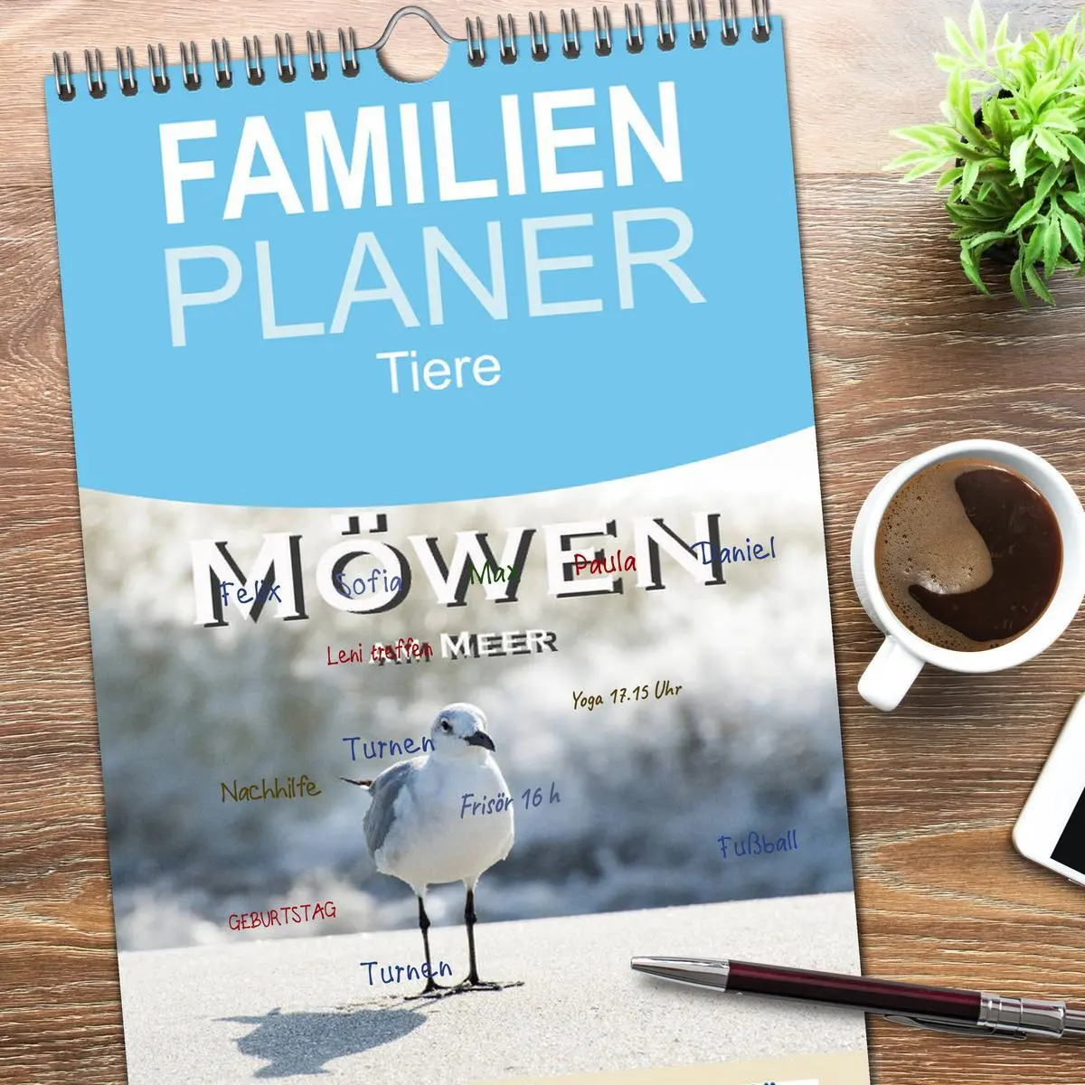 Bild: 9783516511222 | Familienplaner 2026 - Möwen am Meer mit 5 Spalten (Wandkalender, 21...