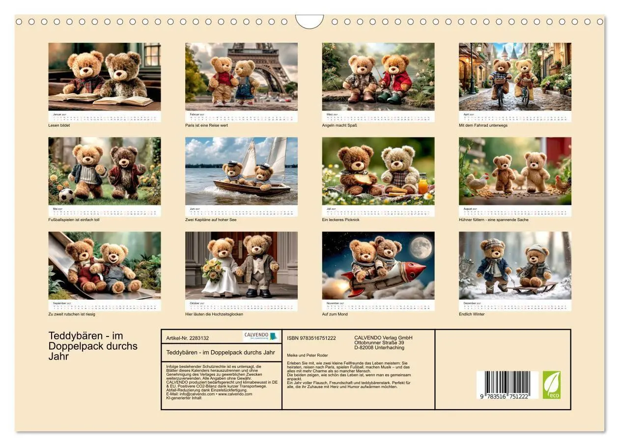 Bild: 9783516751222 | Teddybären - im Doppelpack durchs Jahr (Wandkalender 2027 DIN A3...
