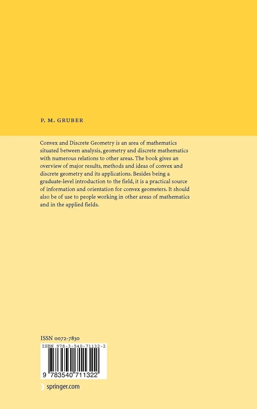 Rückseite: 9783540711322 | Convex and Discrete Geometry | Peter M. Gruber | Buch | xiv | Englisch