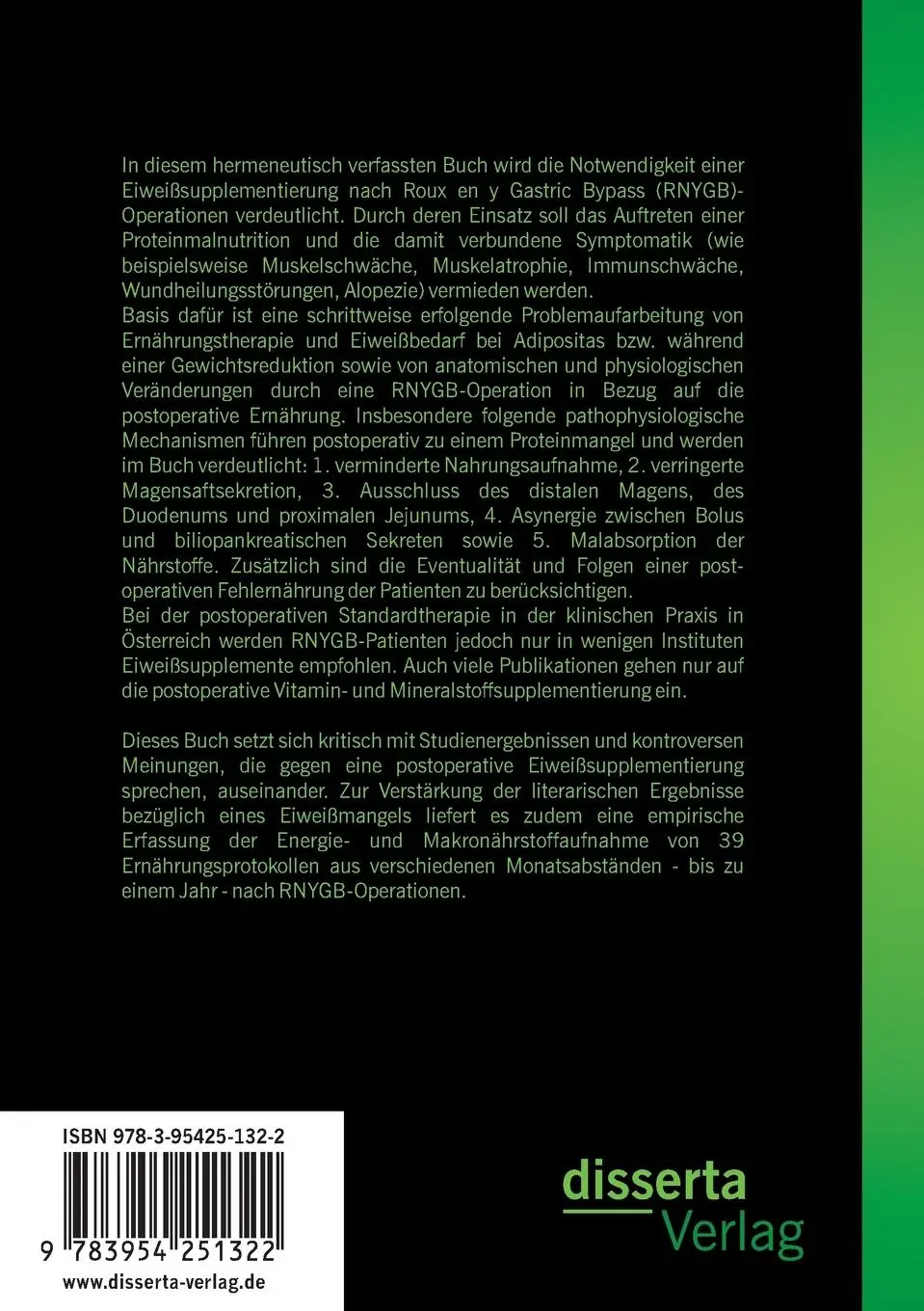 Rückseite: 9783954251322 | Adipositaschirurgie: Eiweißmalnutrition nach Roux en y Gastric...