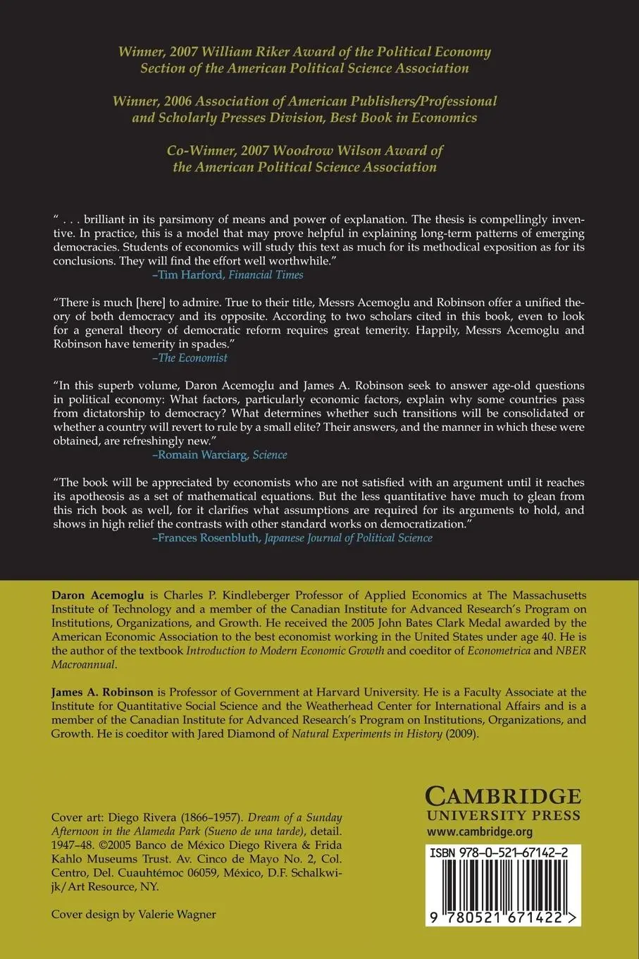 Rückseite: 9780521671422 | Economic Origins of Dictatorship and Democracy | Acemoglu (u. a.)