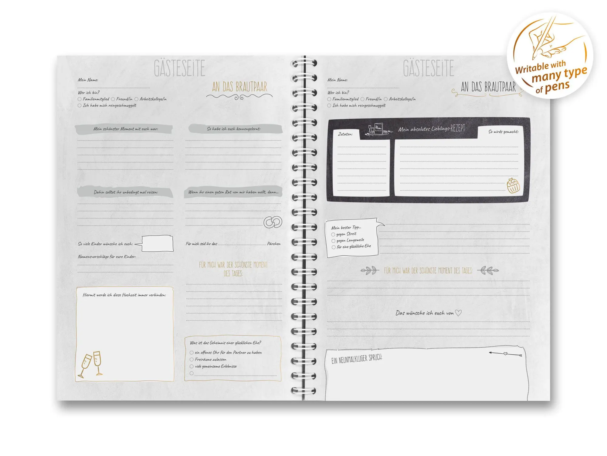 Bild: 9783961311422 | familiawedding black-Doodle- Design XXL Gästebuch zur Hochzeit | Buch