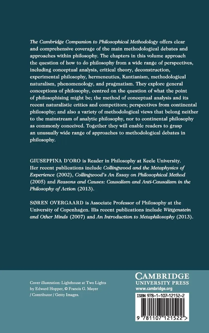 Rückseite: 9781107121522 | The Cambridge Companion to Philosophical Methodology | D'Oro (u. a.)