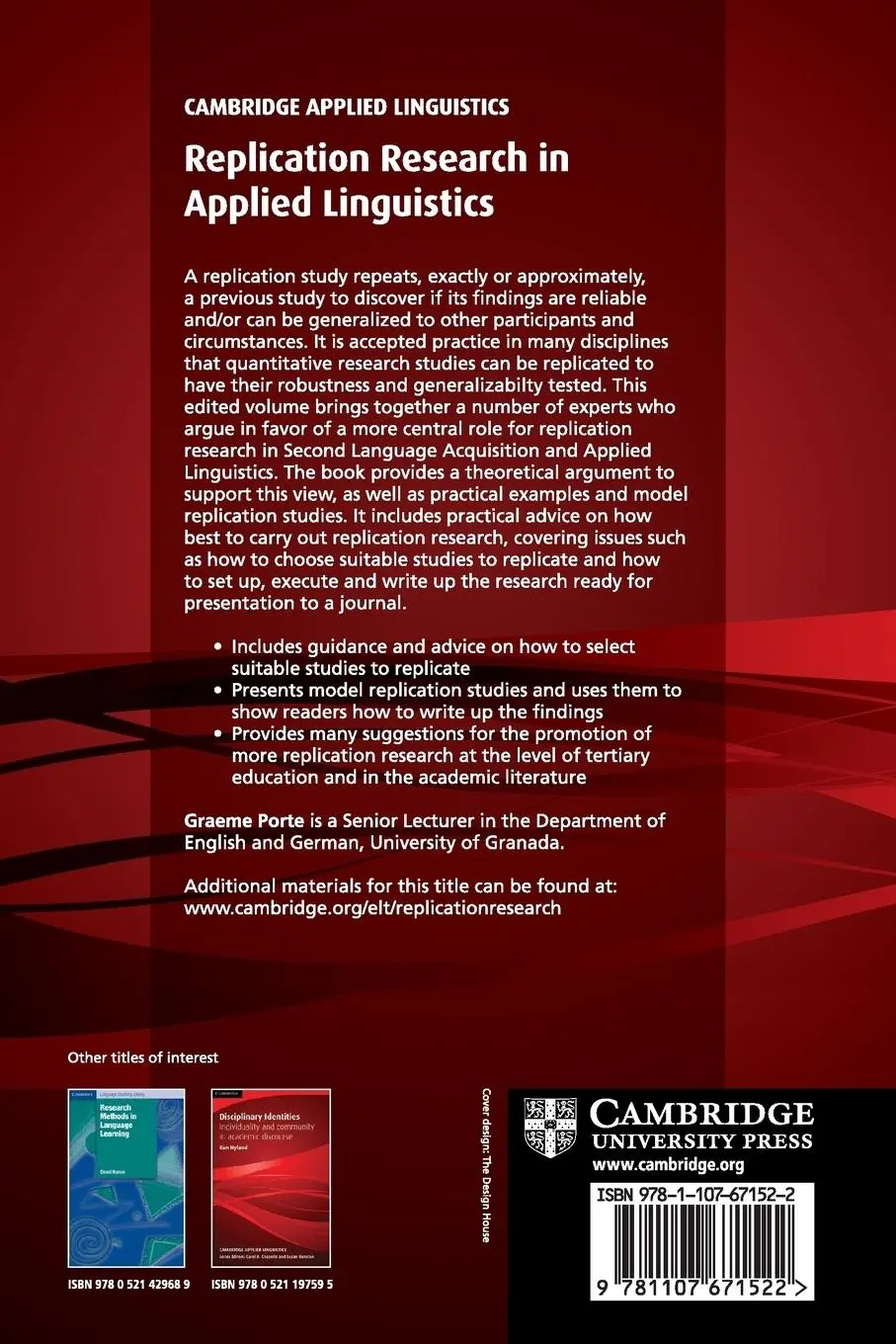 Rückseite: 9781107671522 | Replication Research in Applied Linguistics | Graeme Porte (u. a.)