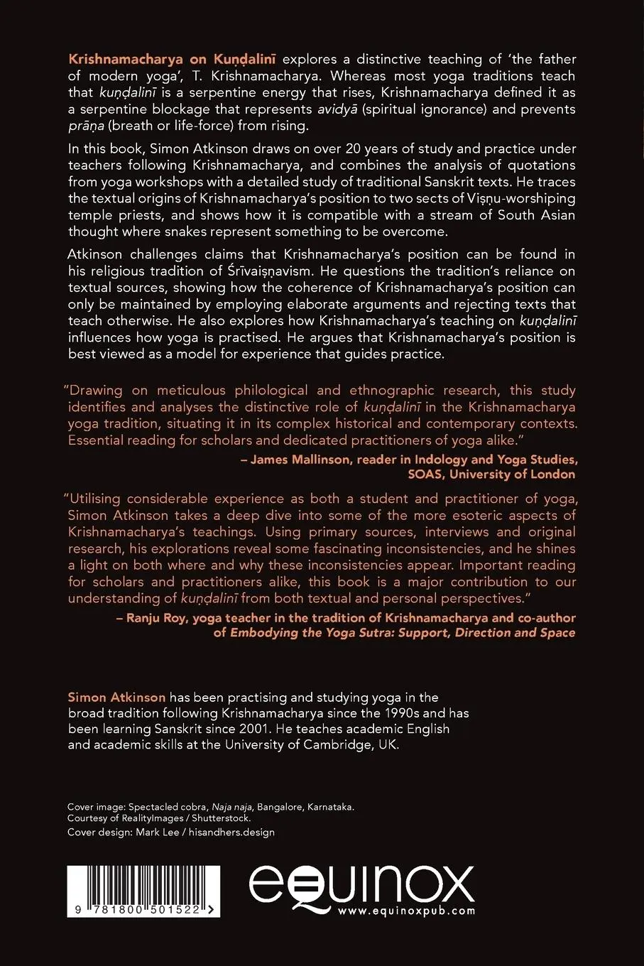 Rückseite: 9781800501522 | Krishnamacharya on Kundalini | Simon Atkinson | Taschenbuch | Englisch
