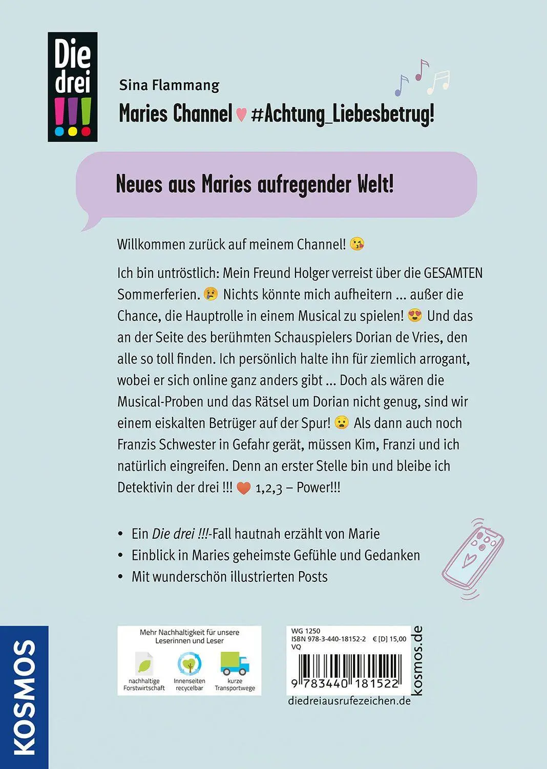 Bild: 9783440181522 | Die drei !!!, Maries Channel, #Achtung_Liebesbetrug! | Sina Flammang
