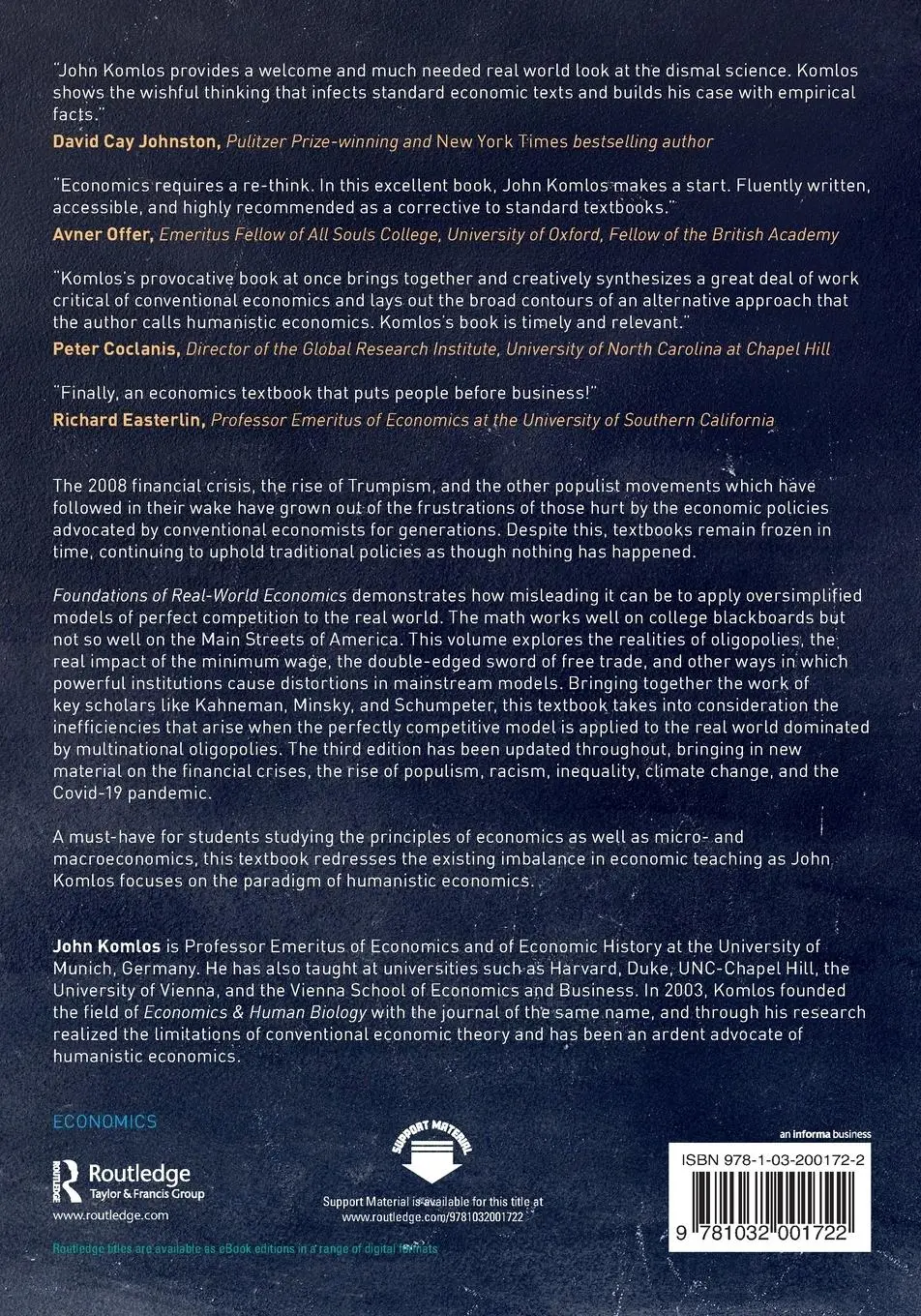 Rückseite: 9781032001722 | Foundations of Real-World Economics | John Komlos | Taschenbuch | 2023