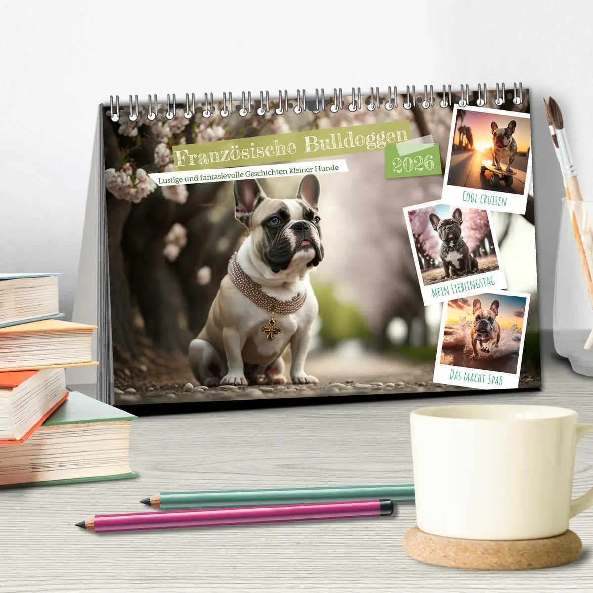 Bild: 9783457531822 | Französische Bulldoggen (Tischkalender 2026 DIN A5 quer), CALVENDO...