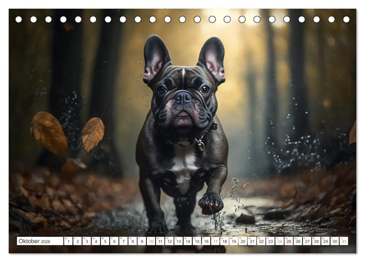 Bild: 9783457531822 | Französische Bulldoggen (Tischkalender 2026 DIN A5 quer), CALVENDO...