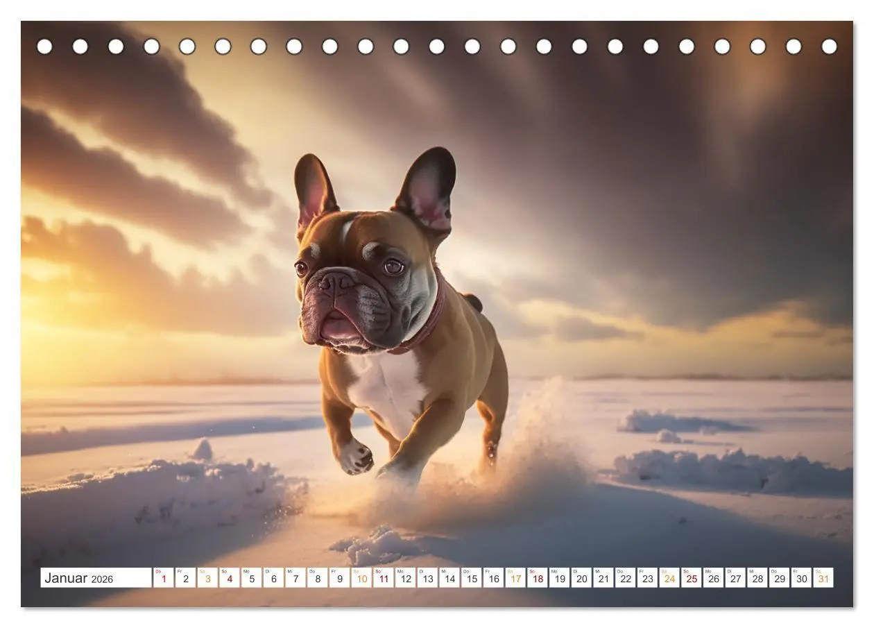 Bild: 9783457531822 | Französische Bulldoggen (Tischkalender 2026 DIN A5 quer), CALVENDO...