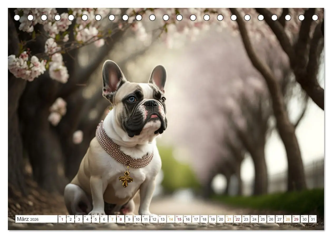 Bild: 9783457531822 | Französische Bulldoggen (Tischkalender 2026 DIN A5 quer), CALVENDO...