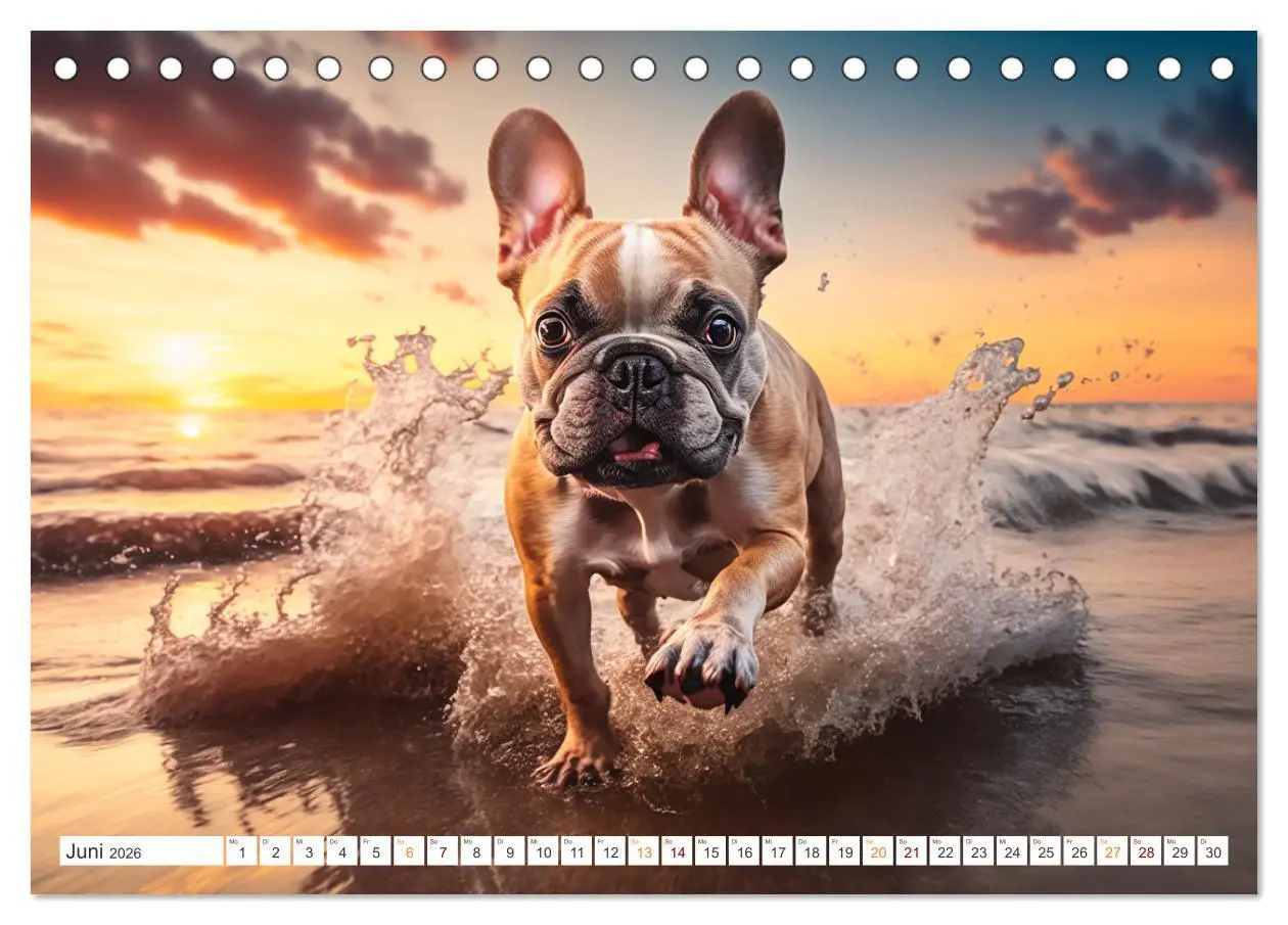 Bild: 9783457531822 | Französische Bulldoggen (Tischkalender 2026 DIN A5 quer), CALVENDO...