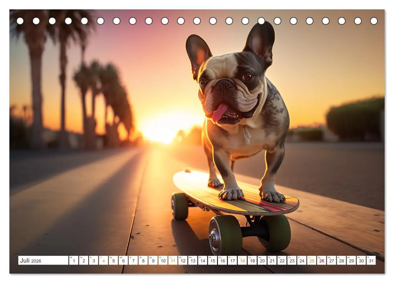 Bild: 9783457531822 | Französische Bulldoggen (Tischkalender 2026 DIN A5 quer), CALVENDO...